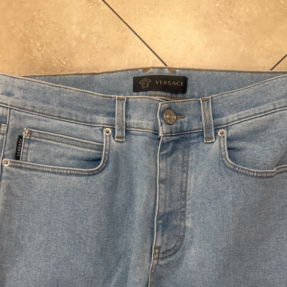 Versace Light Blue Men's Straight Jeans - Picture 2 of 6
